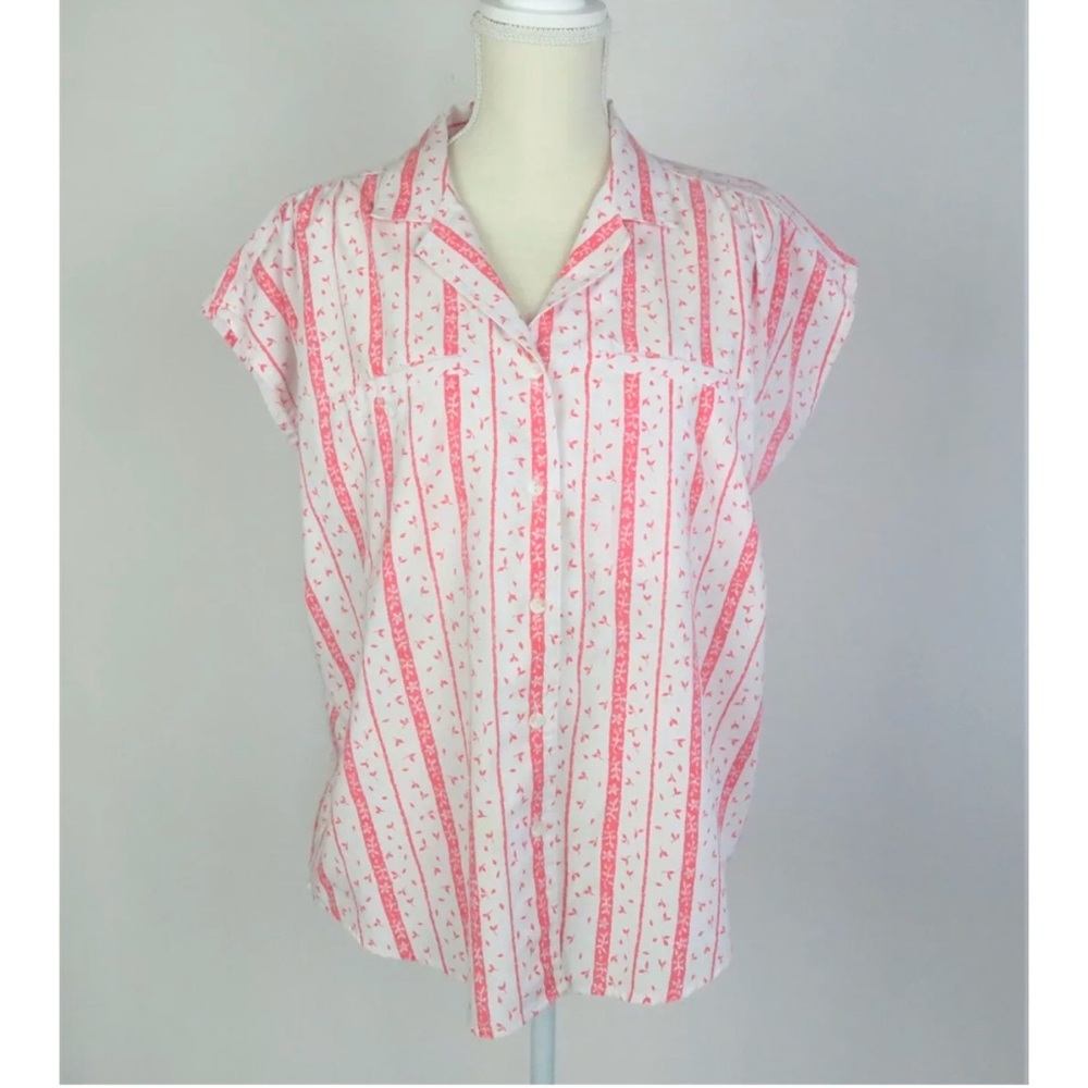 SOLD Vintage white & pink blouse L/XL - Picture 3 of 5
